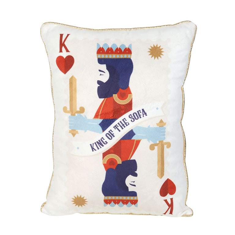 King of the Sofa Playing Card Cushion - Regal Humour for the Ultimate Lounging Experience