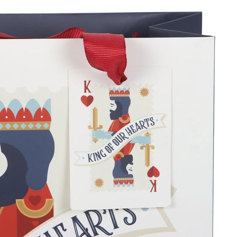 23cm King of Our Hearts Playing Card Gift Bag for Special Occasions - Personalized Gift Wrap for Fathers Day and Birthdays