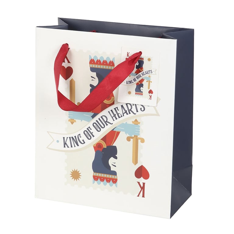 23cm King of Our Hearts Playing Card Gift Bag for Special Occasions - Personalized Gift Wrap for Fathers Day and Birthdays