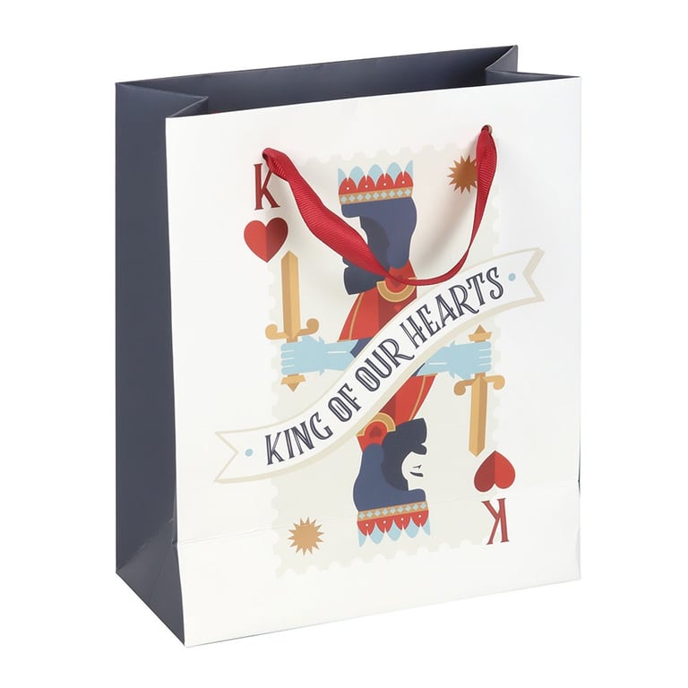 23cm King of Our Hearts Playing Card Gift Bag for Special Occasions - Personalized Gift Wrap for Fathers Day and Birthdays