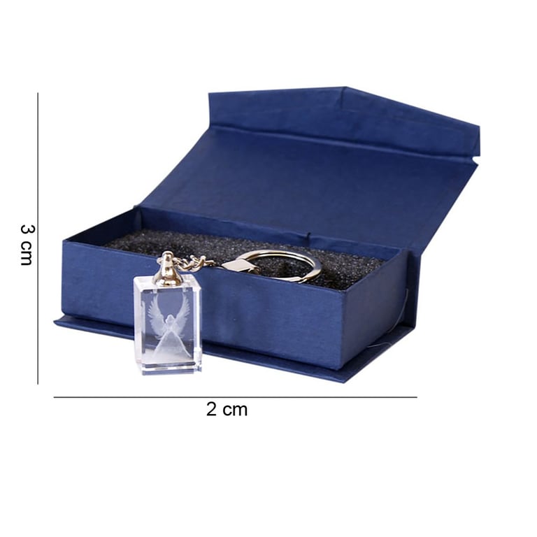 Guardian Angel Glass Keyring in Blue Gift Box - Reminder of Protective Guardian Angel Watching Over You