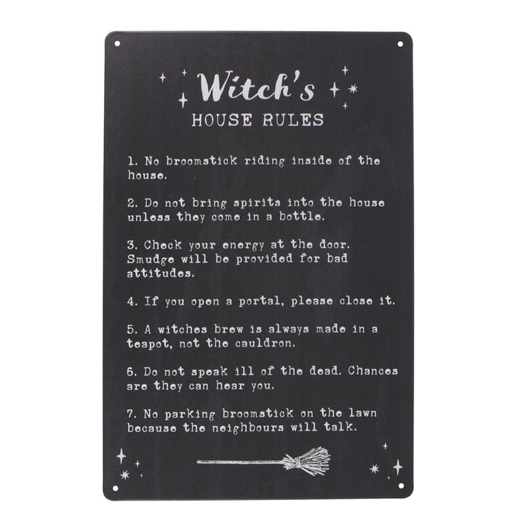 Witch s House Rules Metal Wall Art Sign - Magical Home Decor Accessory