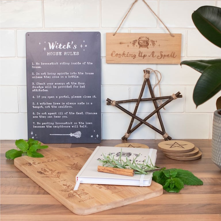 Witch s House Rules Metal Wall Art Sign - Magical Home Decor Accessory