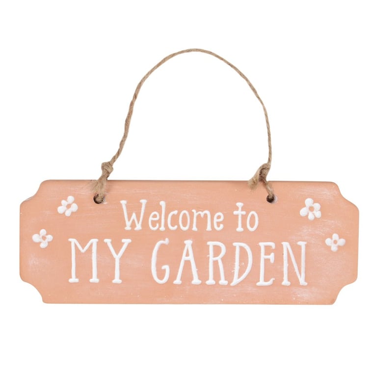 Terracotta Hanging Garden Sign - Welcome to My Garden Decoration