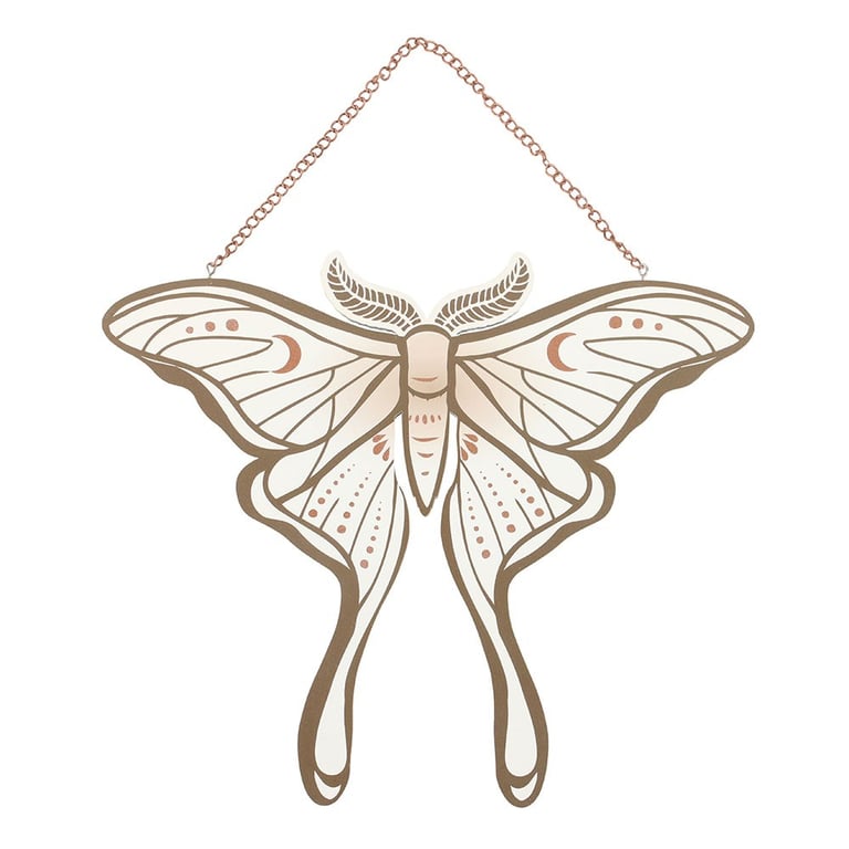 Luna Moth Hanging Sign - Whimsical Transformation Symbol Decoration
