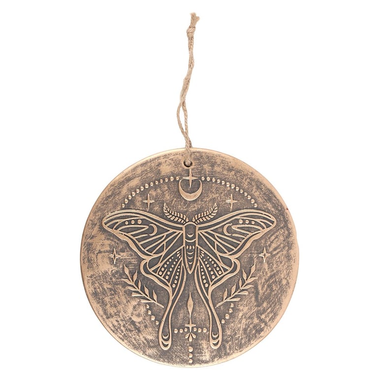 Luna Moth Metallic Effect Terracotta Plaque - Celestial Home Decor Wall Art