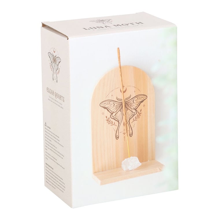 Natural Wooden Luna Moth Incense Holder Shelf for Home Fragrance Dispersion