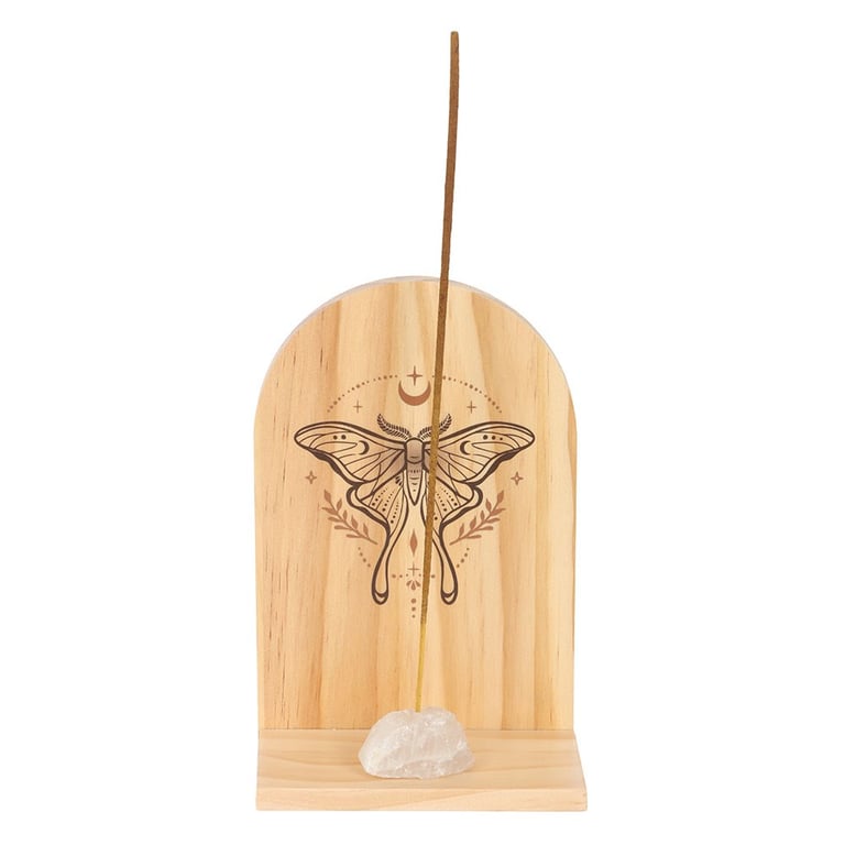 Natural Wooden Luna Moth Incense Holder Shelf for Home Fragrance Dispersion