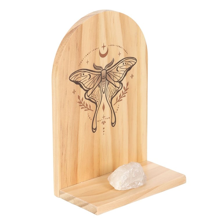 Natural Wooden Luna Moth Incense Holder Shelf for Home Fragrance Dispersion