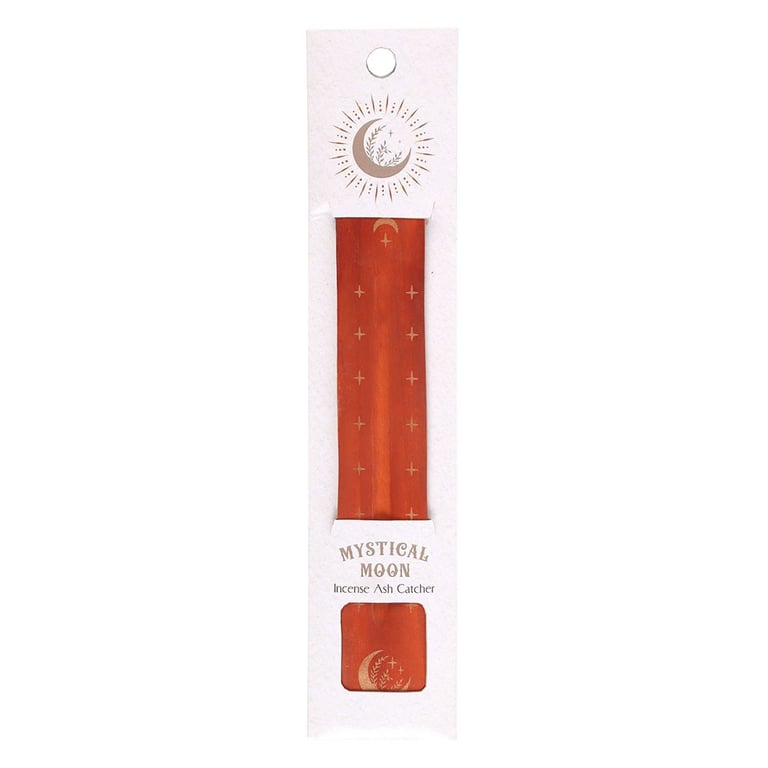 Mystical Moon Incense Ash Catcher - Traditional Wooden Design with Enchanting Crescent Moon Decor
