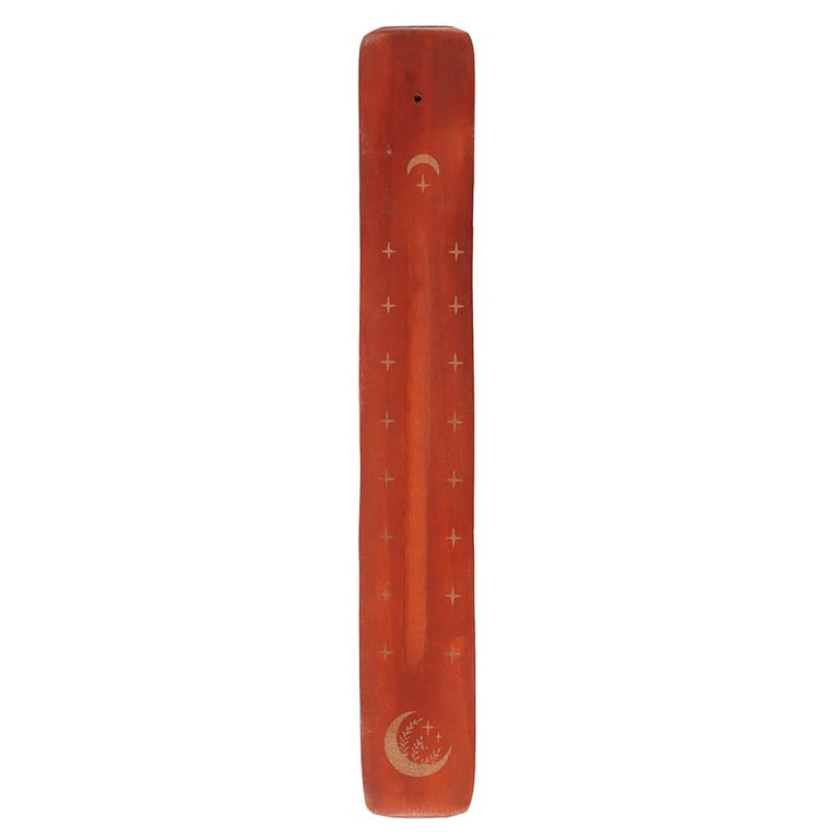 Mystical Moon Incense Ash Catcher - Traditional Wooden Design with Enchanting Crescent Moon Decor