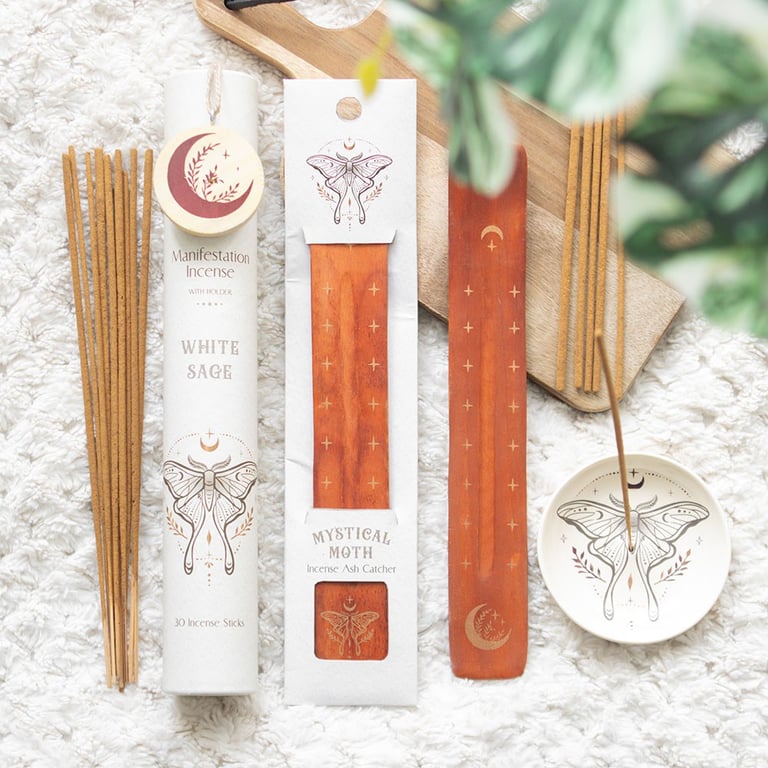 Mystical Moth Incense Ash Catcher - Elegant Luna Moth Design & Meditation-Friendly Home Decor