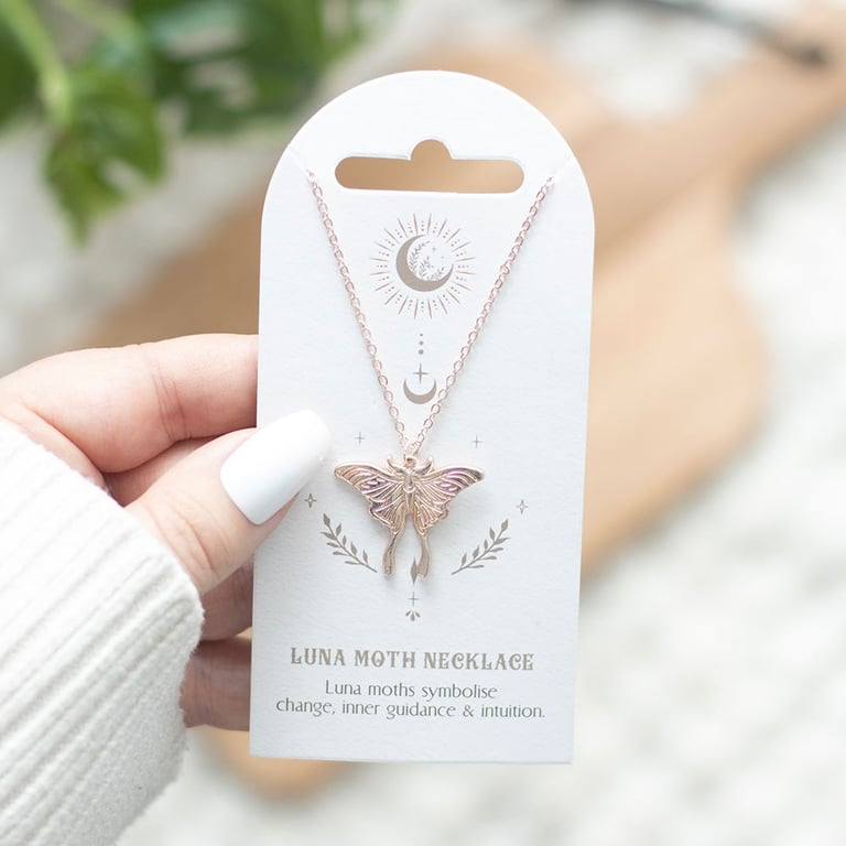Luna Moth Nickel-Free Stainless Steel Pendant Necklace - Inner Guidance Jewelry for Timeless Beauty