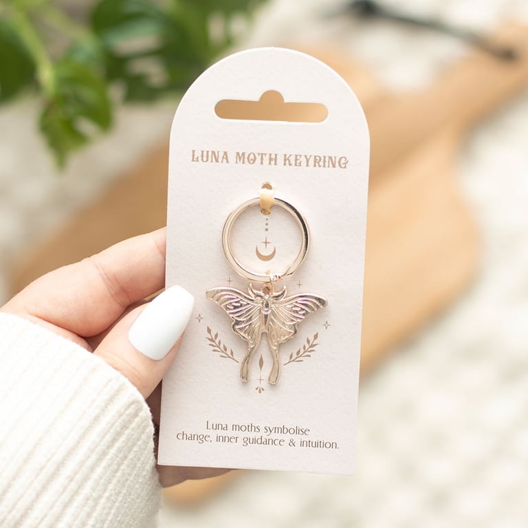 Elegant Luna Moth Metal Keyring - Symbolizing Change and Timeless Beauty