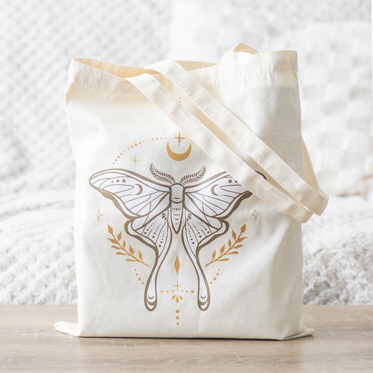 Light Luna Moth Polycotton Canvas Tote Bag - Practical & Stylish Grocery Carrier