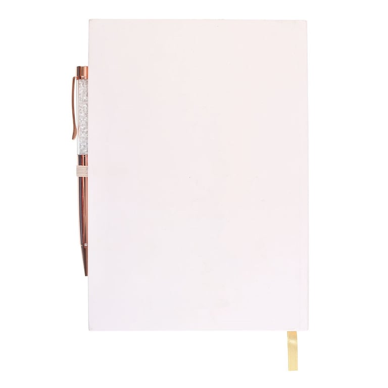Luna Moth Daily Reflection Journal and Clear Quartz Crystal Pen - Guided Gratitude and Intention Notebook