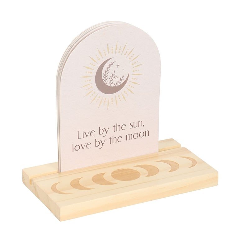 Luna Moth Affirmation Cards with Wooden Stand for Positive Vibes and Dream Manifesting
