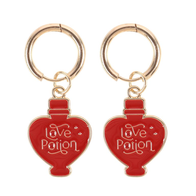 Gold-Toned Love Potion Enamel Earrings - Nickel-Free Charm Studs