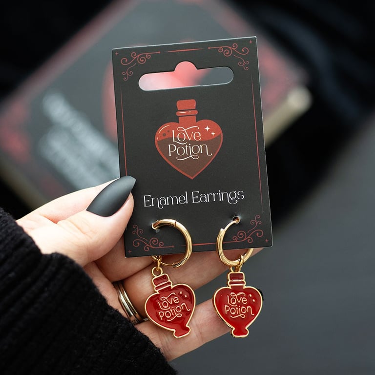 Gold-Toned Love Potion Enamel Earrings - Nickel-Free Charm Studs