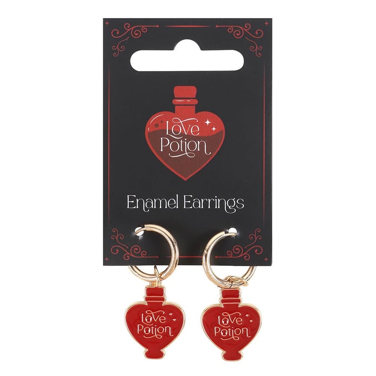 Gold-Toned Love Potion Enamel Earrings - Nickel-Free Charm Studs