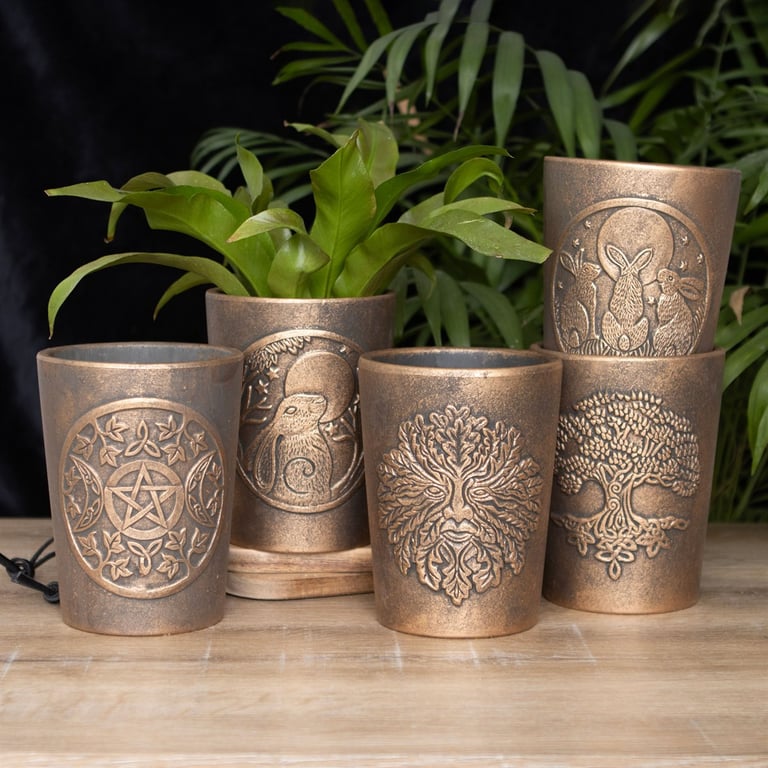 Tree of Life Bronze Terracotta Plant Pot - Spiritual Symbolism & Mystical Charm by Lisa Parker