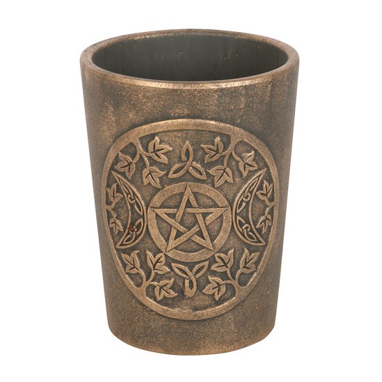Triple Moon Bronze Terracotta Plant Pot by Lisa Parker - Mystic Home Decor Gift