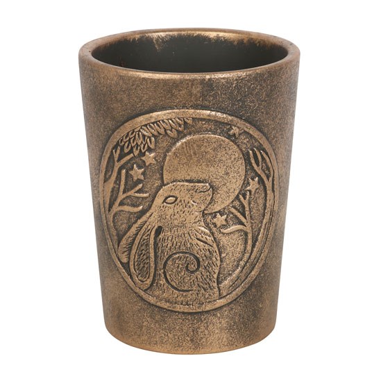Moon Gazing Hare Bronze Terracotta Plant Pot by Lisa Parker - Pagans Rebirth Symbolism Gift