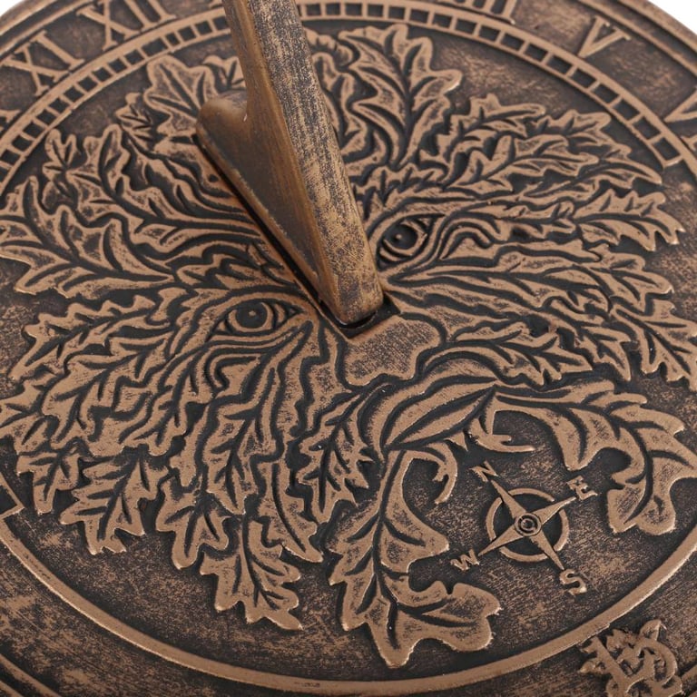 Lisa Parker Green Man Terracotta Sundial - Rustic Garden Decor Timepiece