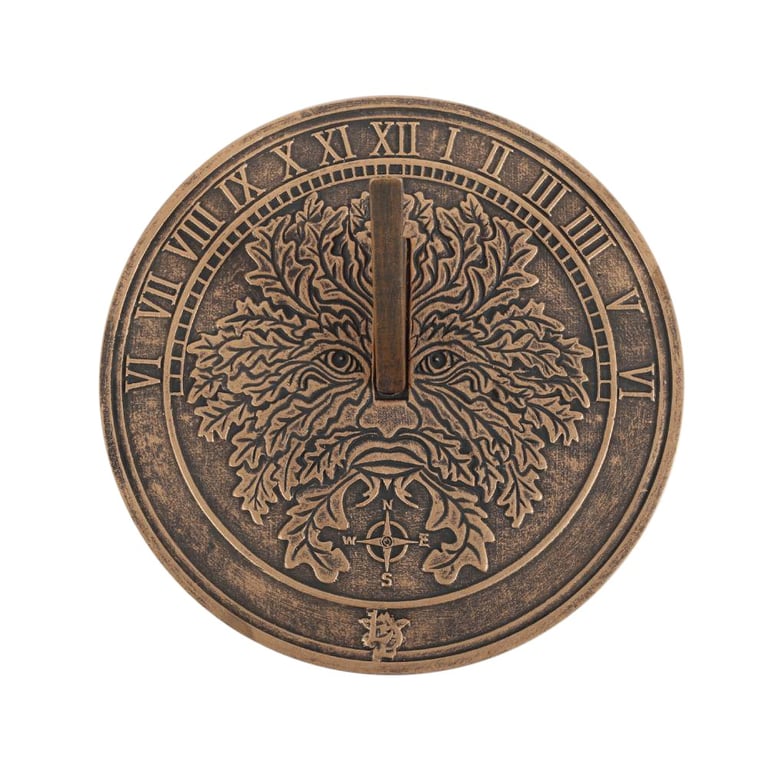 Lisa Parker Green Man Terracotta Sundial - Rustic Garden Decor Timepiece