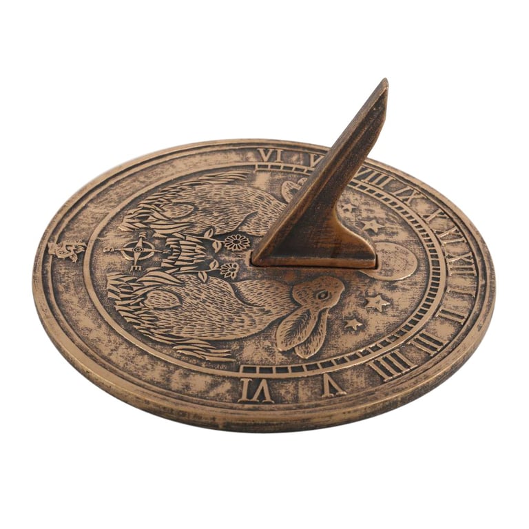 Lisa Parker Moon Gazing Hare Terracotta Sundial with Rustic Bronze Finish
