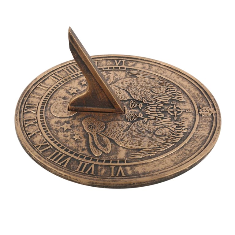 Lisa Parker Moon Gazing Hare Terracotta Sundial with Rustic Bronze Finish