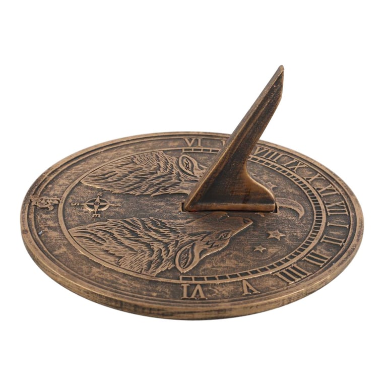 Lisa Parker Howling Wolves Terracotta Rustic Garden Sundial