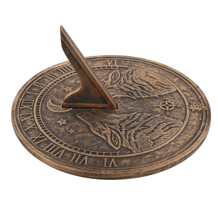 Lisa Parker Howling Wolves Terracotta Rustic Garden Sundial