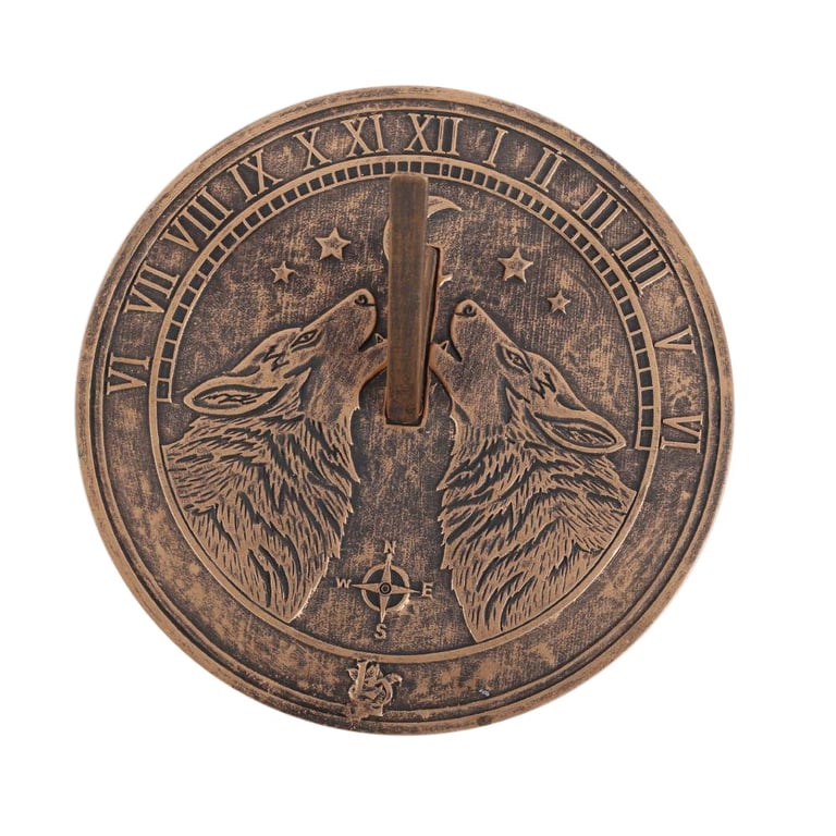 Lisa Parker Howling Wolves Terracotta Rustic Garden Sundial