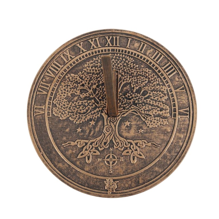 Lisa Parker Tree of Life Terracotta Sundial - Rustic Garden Timepiece & Decor