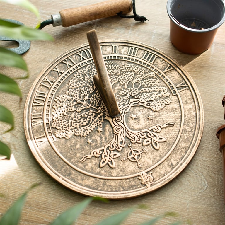 Lisa Parker Tree of Life Terracotta Sundial - Rustic Garden Timepiece & Decor