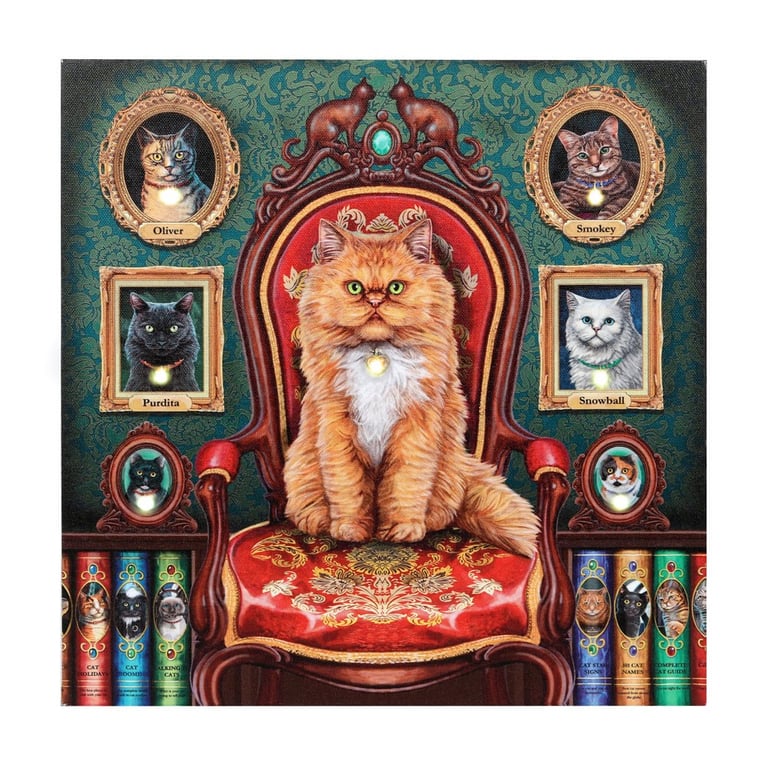Lisa Parker s Magical Light Up Canvas - Moon Shadows Cat Artwork Home Decor