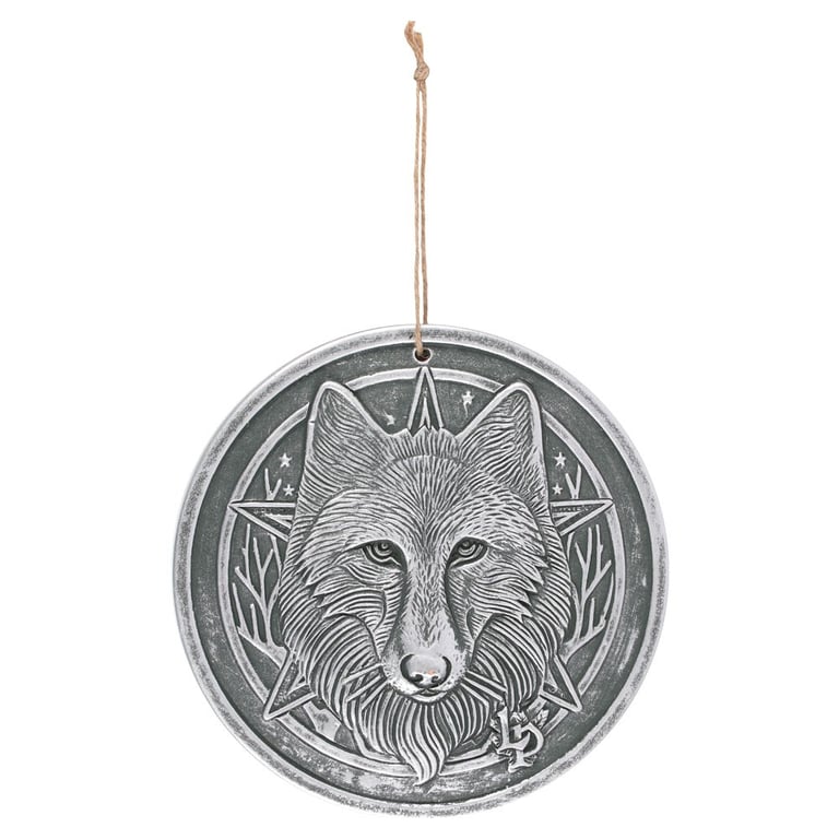 Silver Terracotta Wild One Plaque by Lisa Parker - Antique Silver Effect Wall Art with Enchanting Wolf Design