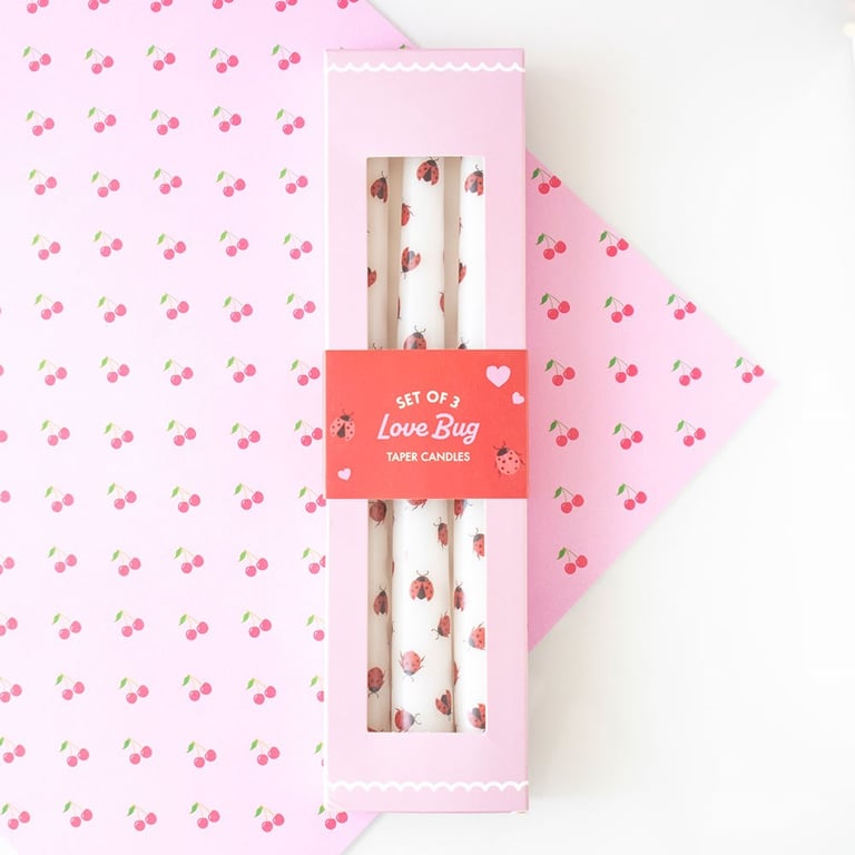 Love Bug Ladybird Paraffin Wax Taper Candles (Set of 3) - Perfect Home Decor for Valentine s Day