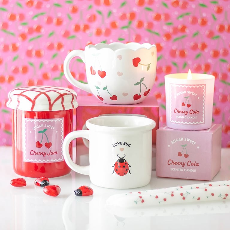 Sugar Sweet Cherry Cola Candle - Nostalgic Fragrance in Pink Glass Jar, 30hr Burn Time, Paraffin Wax