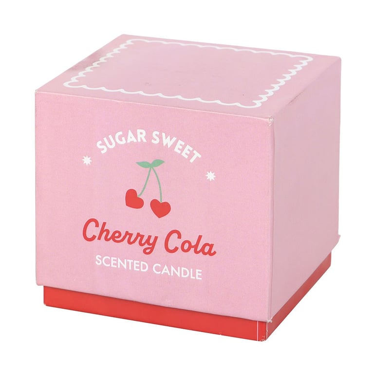 Sugar Sweet Cherry Cola Candle - Nostalgic Fragrance in Pink Glass Jar, 30hr Burn Time, Paraffin Wax