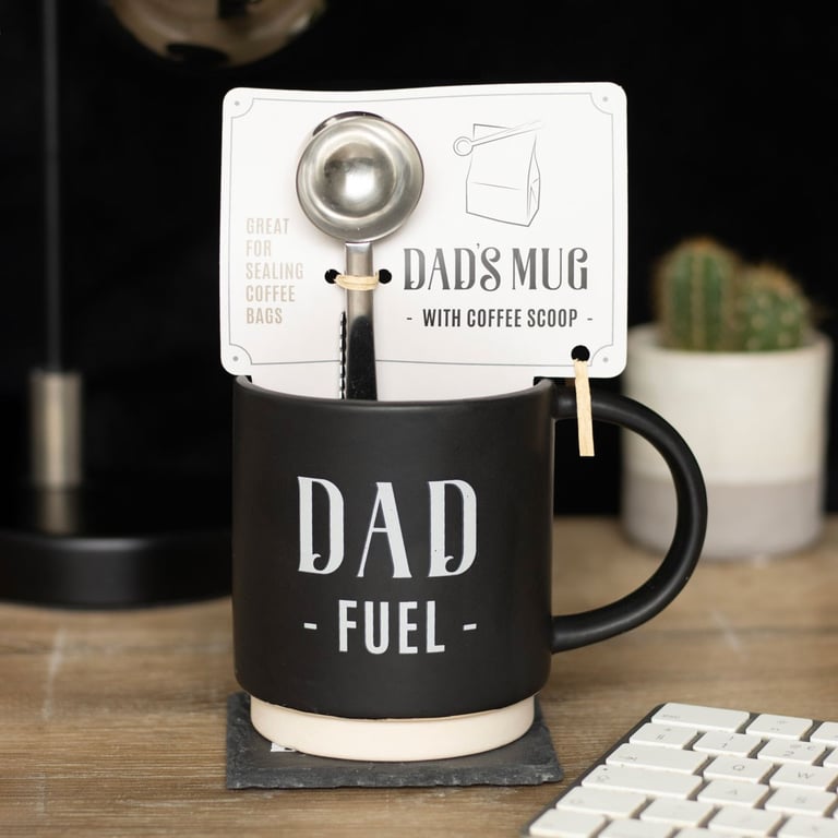 Dad Fuel Mug and Coffee Scoop Gift Set - Freshly Brewed Dad s Delight