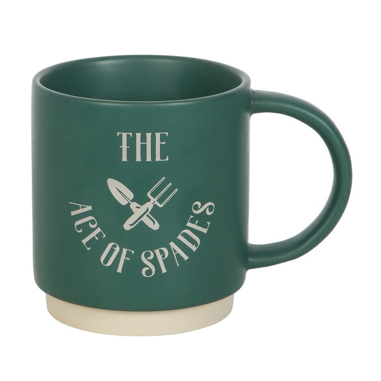 Ace of Spades Ceramic Mug with Garden Spade Spoon - Perfect Gardening Gift for Dad or Any Occasion
