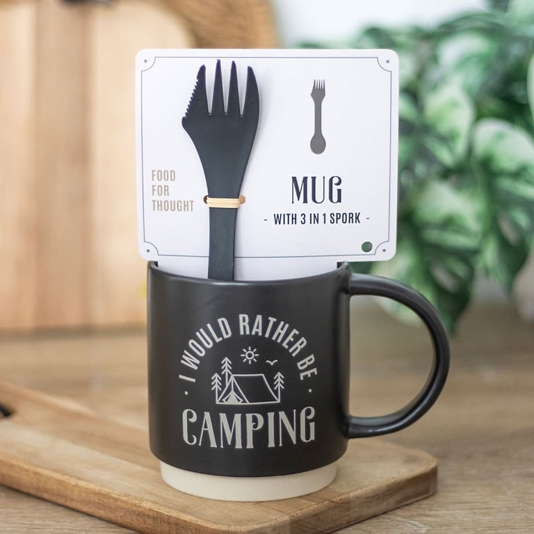 I Would Rather Be Camping 3-in-1 Spork Ceramic Mug