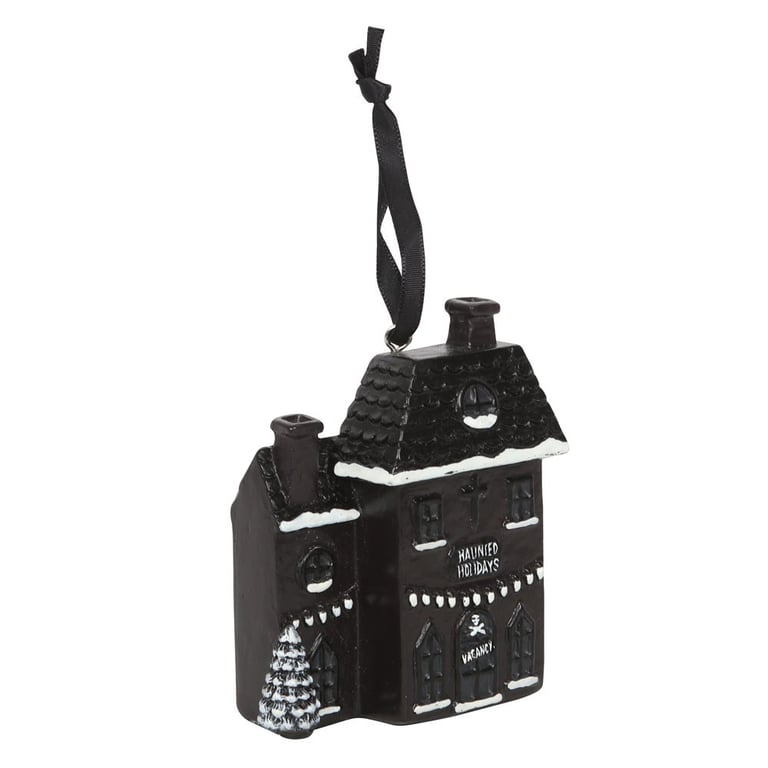 Haunted Holiday House Black Resin Gothic Christmas Decoration Ornament