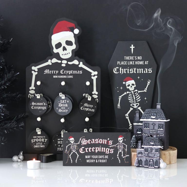 Haunted Holiday House Black Resin Gothic Christmas Decoration Ornament