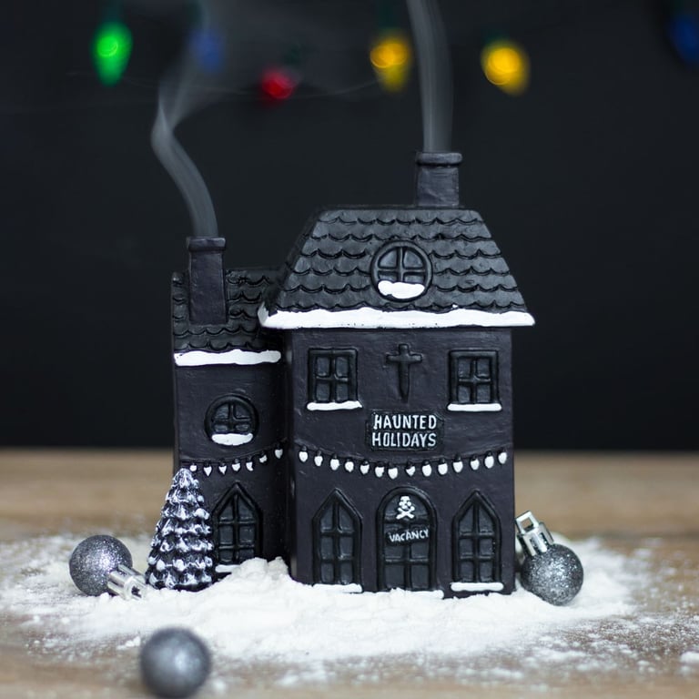 Haunted House Incense Cone Burner - Black Gothic Christmas Decoration