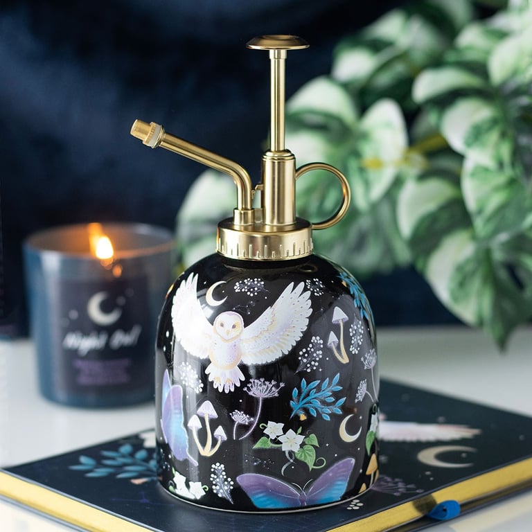 Ceramic Night Flight Owl Print Plant Mister - 500ml Capacity