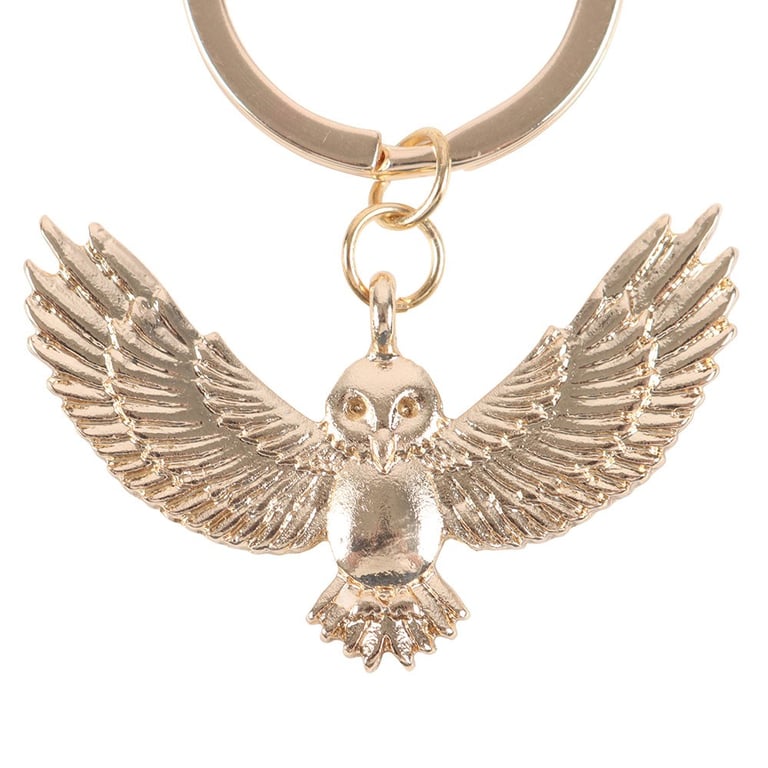 Night Owl Metal Keyring - Good Luck Charm with Flying Owl Design