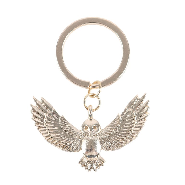 Night Owl Metal Keyring - Good Luck Charm with Flying Owl Design